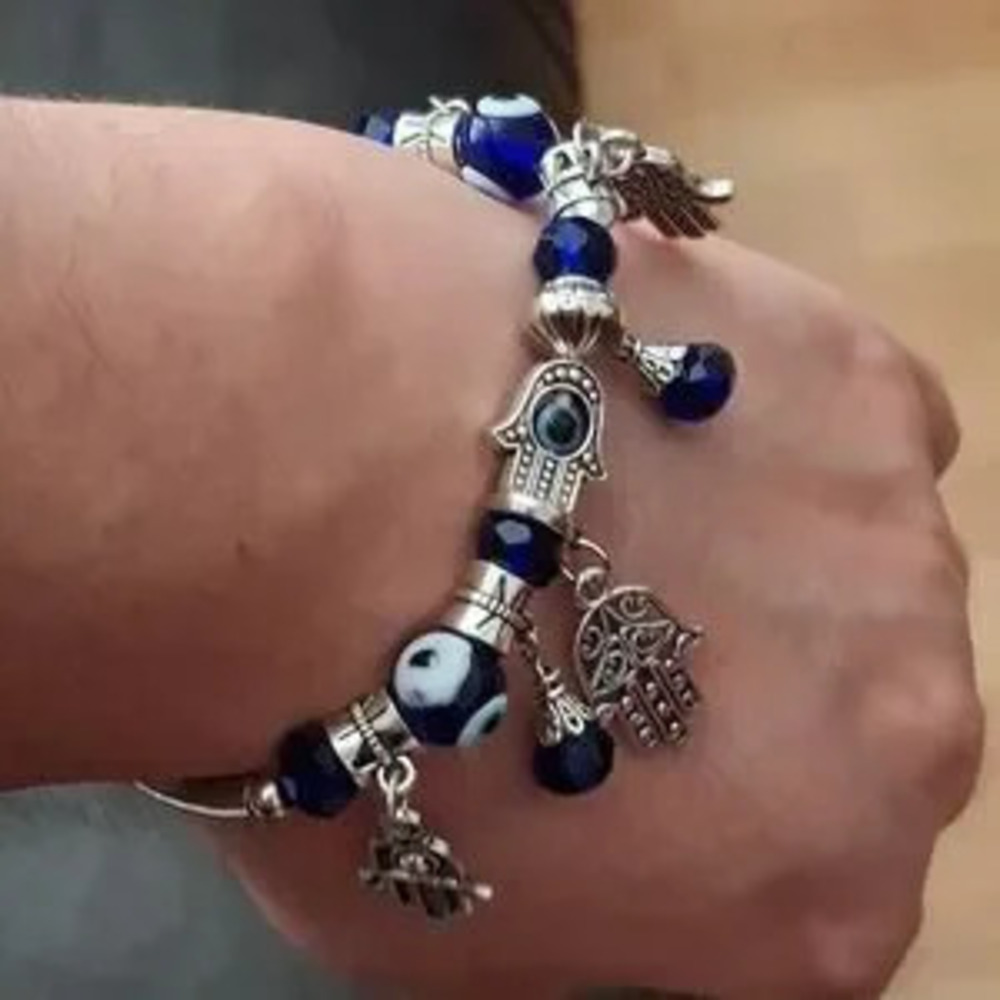 Evil Eye Silver Charm Bracelet View 2
